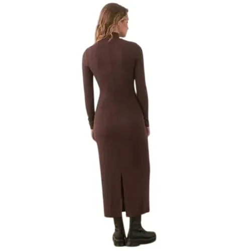 Marine Layer NWT 51Y Lexi Rib Ruched Turtleneck Dress Cocoa Brown Small‎ - Image 2