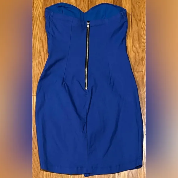 Windsor Blue Strapless Bandage Weave Bandeau Bodycon Lined Mini Dress Size‎ 9 - Image 3