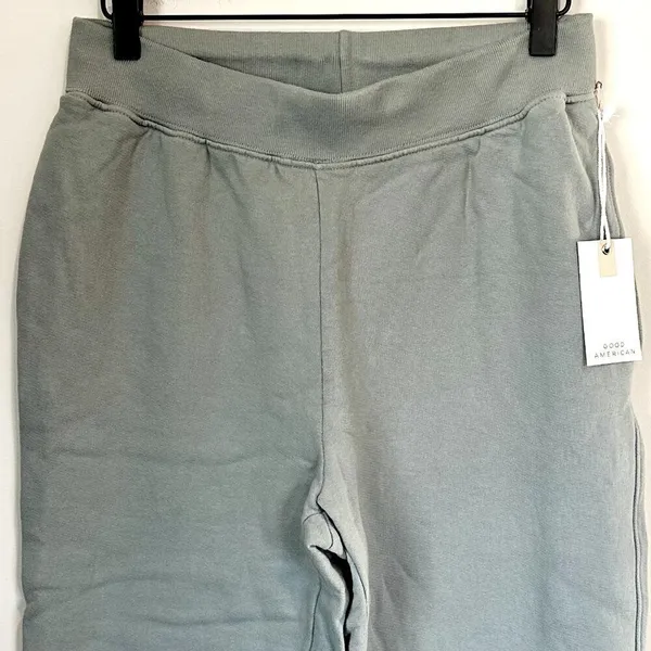 NWT Good American Good Waist Cotton Terry Joggers in Quarry - Size 2 (Medium) - Image 4