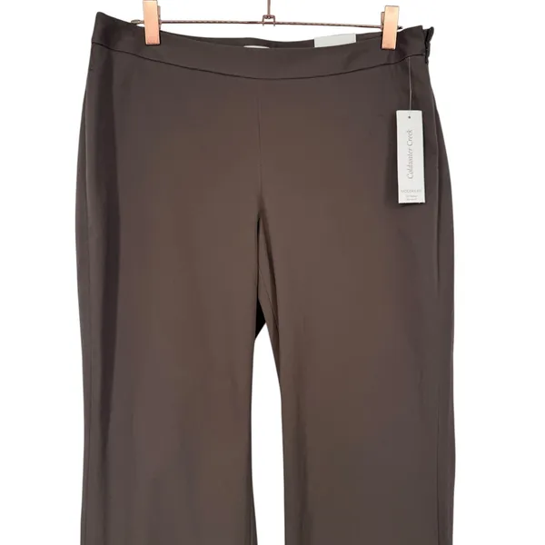 NWT Coldwater Creek Womens Modern Fit Brown Cotton Stretch Wide Leg Pants Size 8 - Image 7