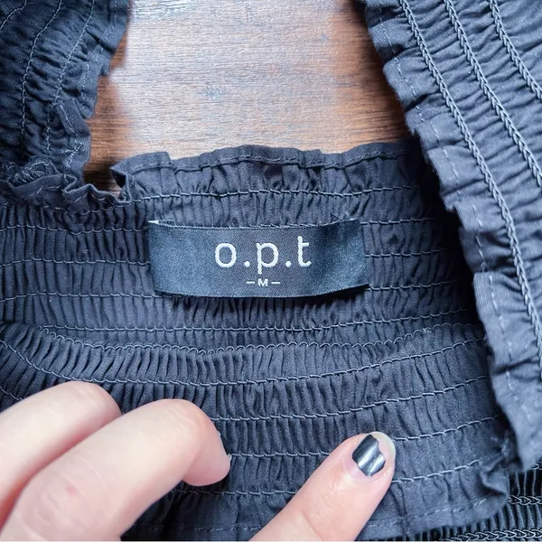 Anthropologie O.P.T. • Daphne Square Neck Smocked Maxi Dress black cotton poplin tiered - Image 6