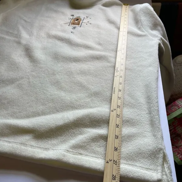 Vintage Top Stitch size XL fleece embroidered pullover birdhouse chickadee - Image 4