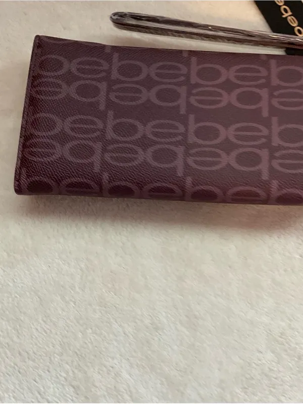 bebe Logo-Print Clutch Wallet - Plum - Image 3