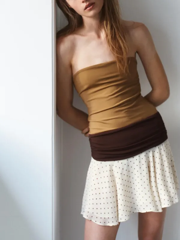 Zara Brown and White Polka Dot Mini Dress - Image 5
