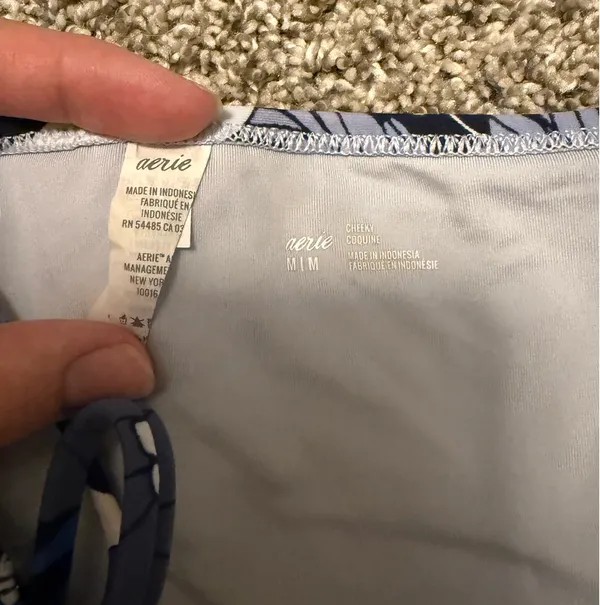 Aerie blue floral print cheeky tie side bikini bottoms - Image 3