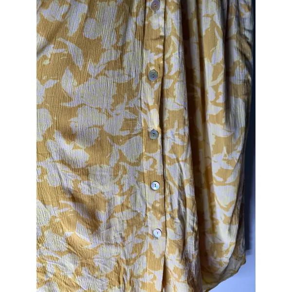The Normal Brand Womens Yellow Floral Button Front V-Neck Midi Dress Size large - Image 4
