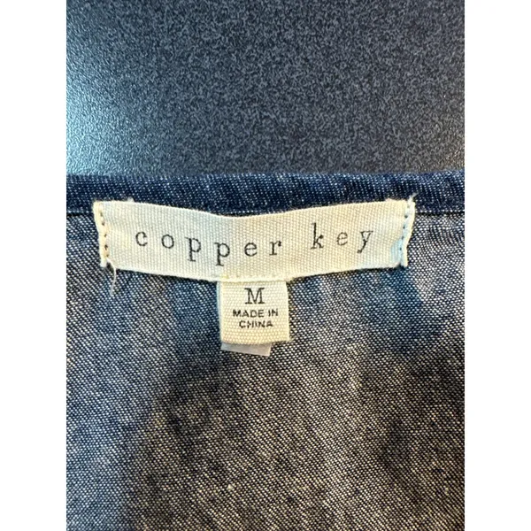 Copper Key Denim‎ Chambray Button Front Racerback Fit & Flare Dress M - Image 6