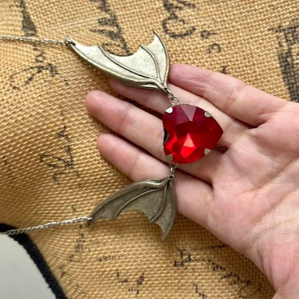 heart amulet with bat wings - Image 3