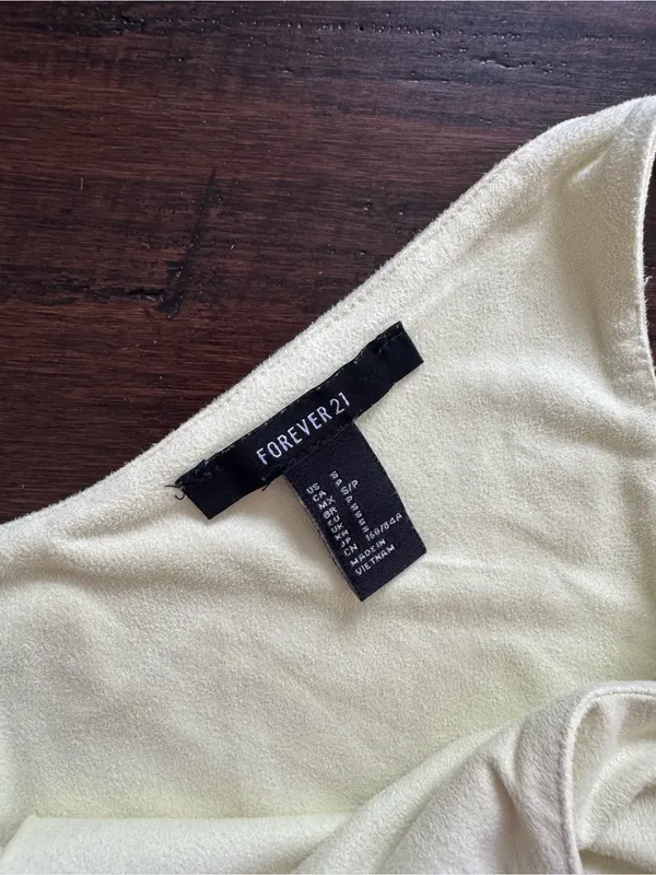 Forever 21 Butter Yellow V-Neck Spaghetti Strap Suede Women's Tank Top - Image 3
