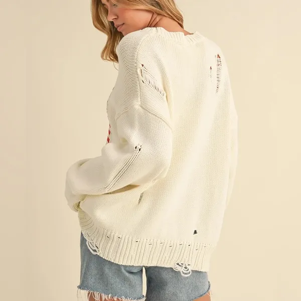 NWT Oversized distressed USA sweater Size L - Image 3