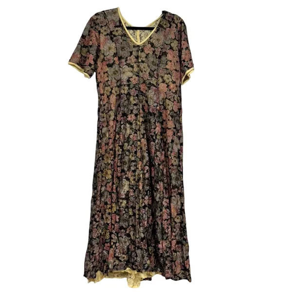 Vintage Handmade Dark Floral Sheer Maxi Dress Women M Cottage Core Fairy Romance - Image 2