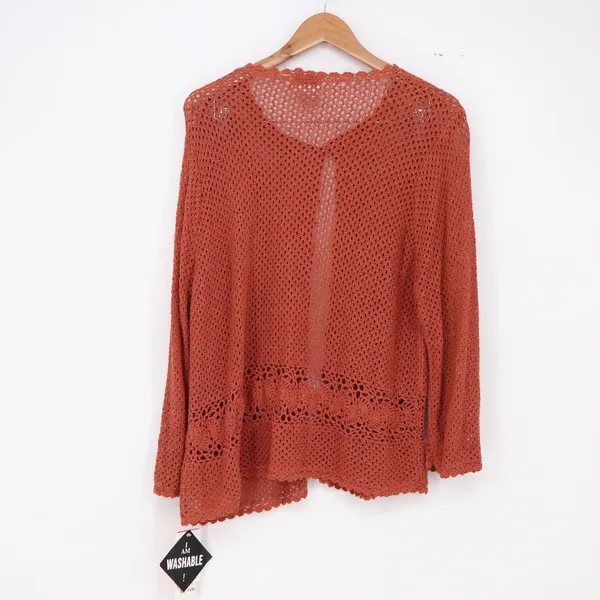 R&K Originals Dress Set Women 16W Russet Crochet Cardigan Maxi NEW - Image 11