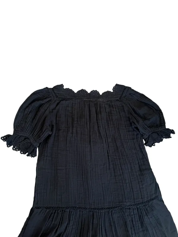 Sea New York Women’s Mae Short Sleeve Coverup Tie Front Black Cotton Mini Dress - Image 7