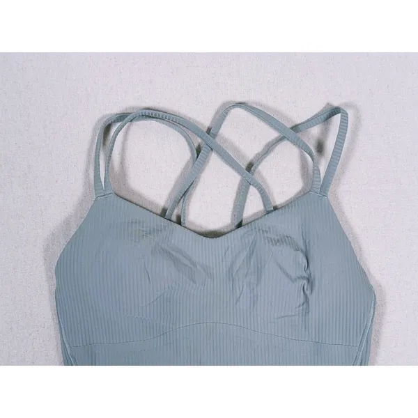 Lululemon Like a Cloud Ribbed Longline Sports Bra Size 2 Teal Yoga Pilates Gym - Image 4