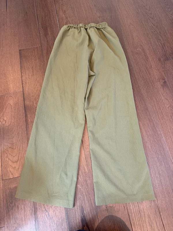 Women’s Elastic-Waist Wide Leg in Olive Green Small - C19-030 - Image 5
