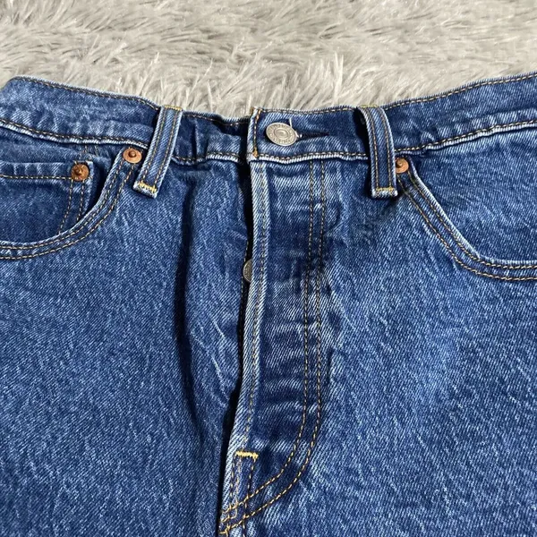 Levi's Ribcage Shorts Womens 27 Blue High Waist Button Fly Denim Spring Summer - Image 2