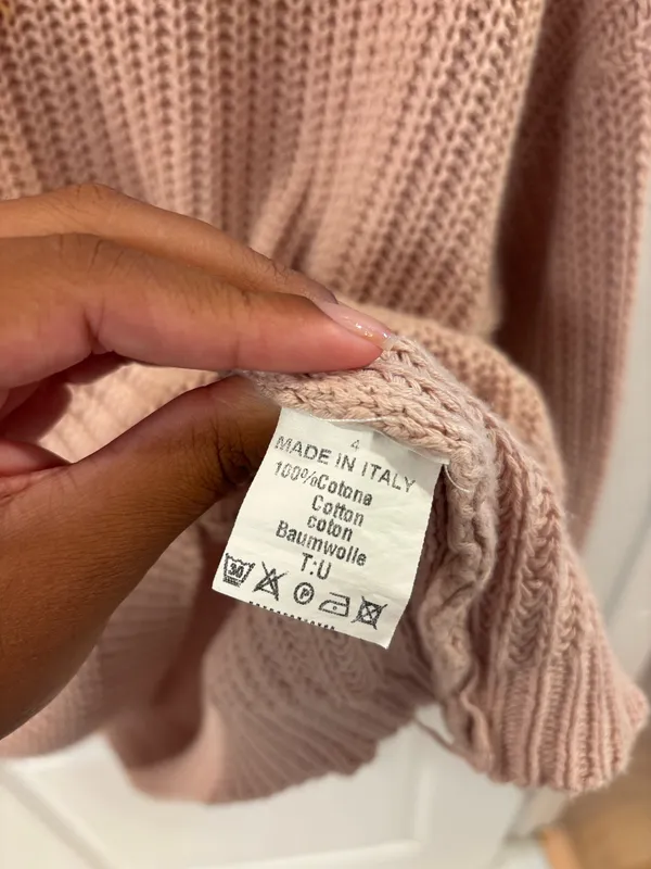 Brandy Melville Ollie Italian Cotton Oversized Waffle Knit Crewneck Sweater Coquette OS - Image 4