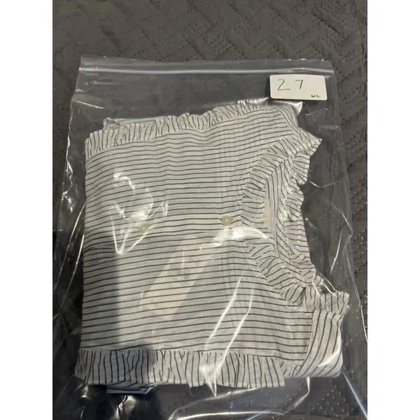 Loft Women's M pinstripe ruffle-neck shirt NWT - Image 9