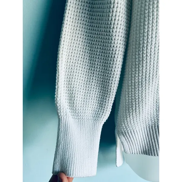 MICHAEL Michael Kors Sweater Waffle Knit Turtle Neck White Women's Small - Image 4