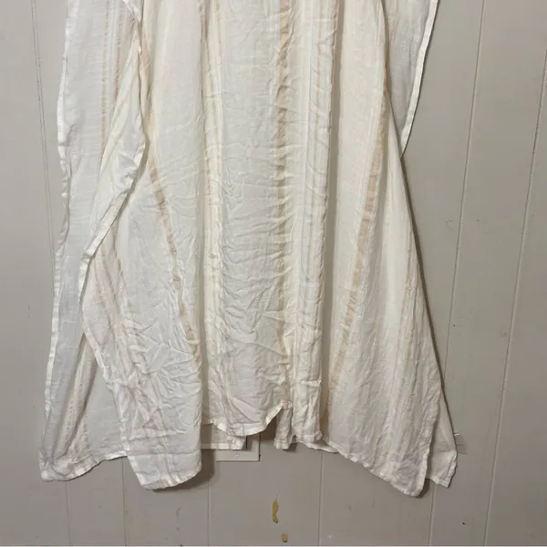 Lovestitch White Striped Kimono Cover Up S/M Boho Beach Caftan Tassel Tie - Image 7