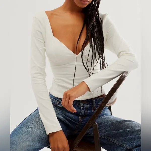 Free People Duo Corset Long Sleeve Cami Top NWOT - Image 2