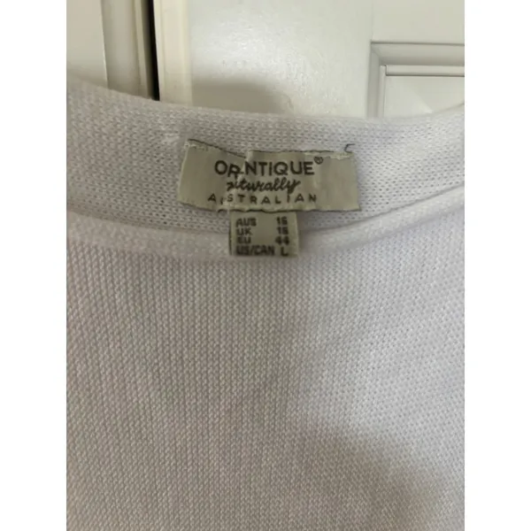 Orantique Naturally Australian White Organic Cotton Knit Cap Sleeve Top Large - Image 3