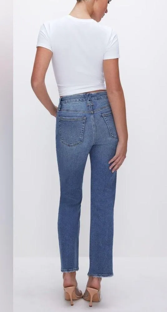 NWT Good American Good Legs Straight Jeans Blue Indigo478 Color High Rise Size 6 - Image 2