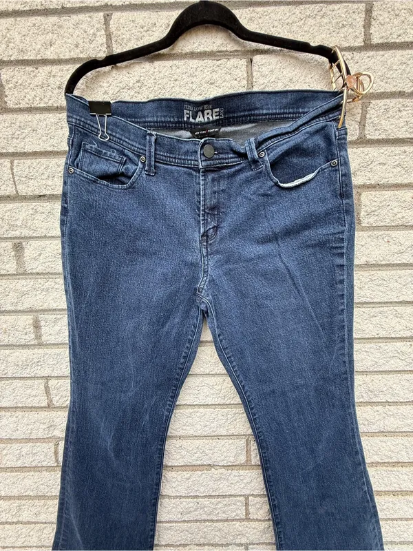 New York & Company Dark Indigo Wide Leg Flare Jeans - Image 6