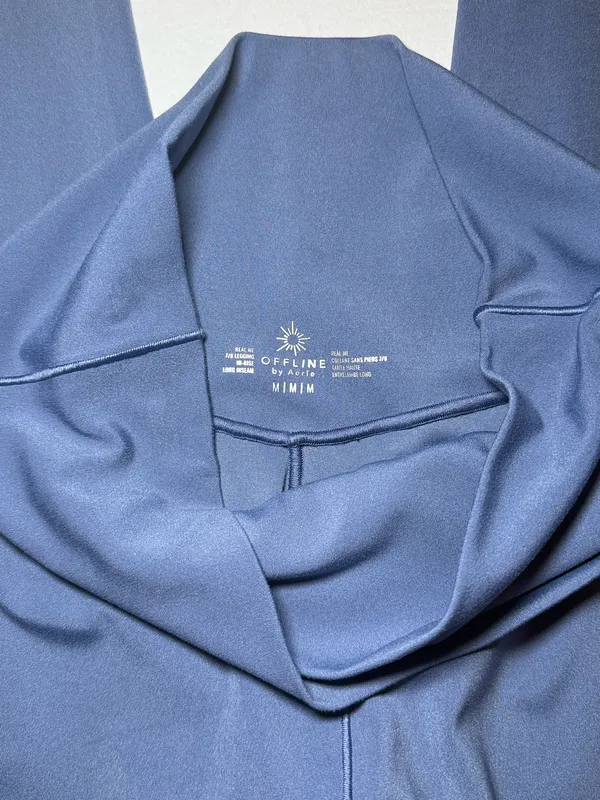 Aerie Offline Real Me Crossover Monaco Blue Hi-Rise Leggings M Long EUC - Image 3