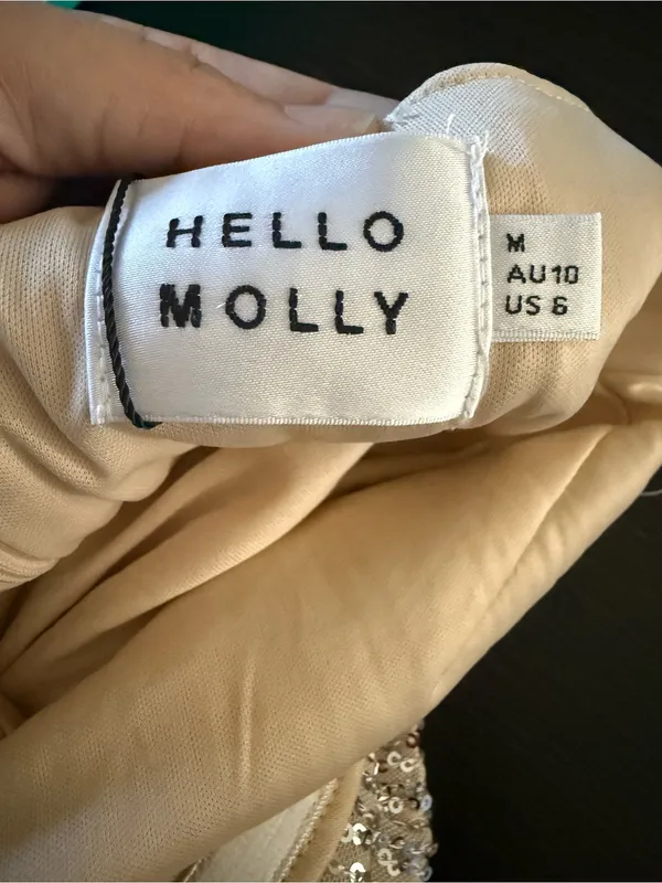 Hello Molly She’s The Gift Sequin Mini Dress Beige Party Going Out - Image 8