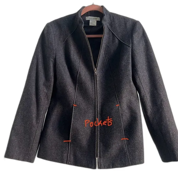 Harve Benard Gray Wool Zip Up Coat Women’s Size 6 Classic Tailored Vintage - Image 10