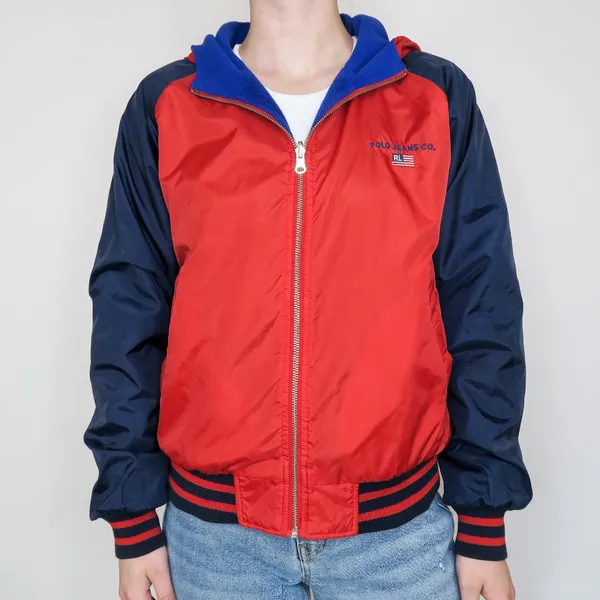 Vintage 90s Ralph Lauren Reversible Fleece Windbreaker Jacket - Image 4