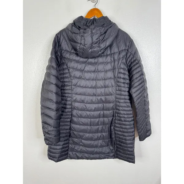 Eddie Bauer Womens XL Black Down Puffer Parka Hooded Quilted Jacket Coat - Image 2