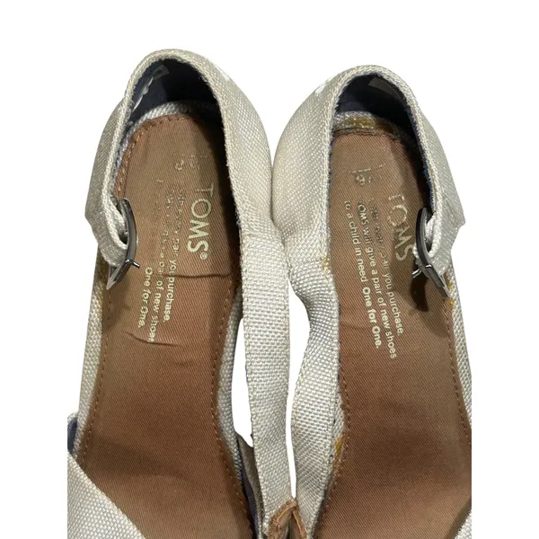 TOMS‎ Cream Ankle Strap Woven Cork Wedge Sandals Size 8 1000251216 - Image 5