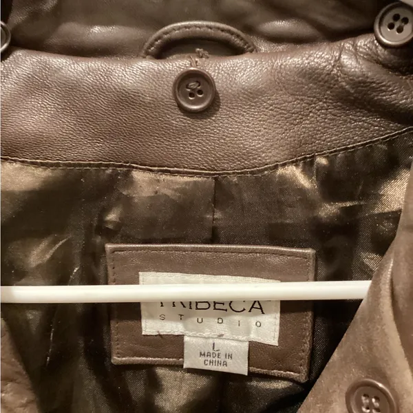Brown Leather Jacket by Tribeca large - Image 3