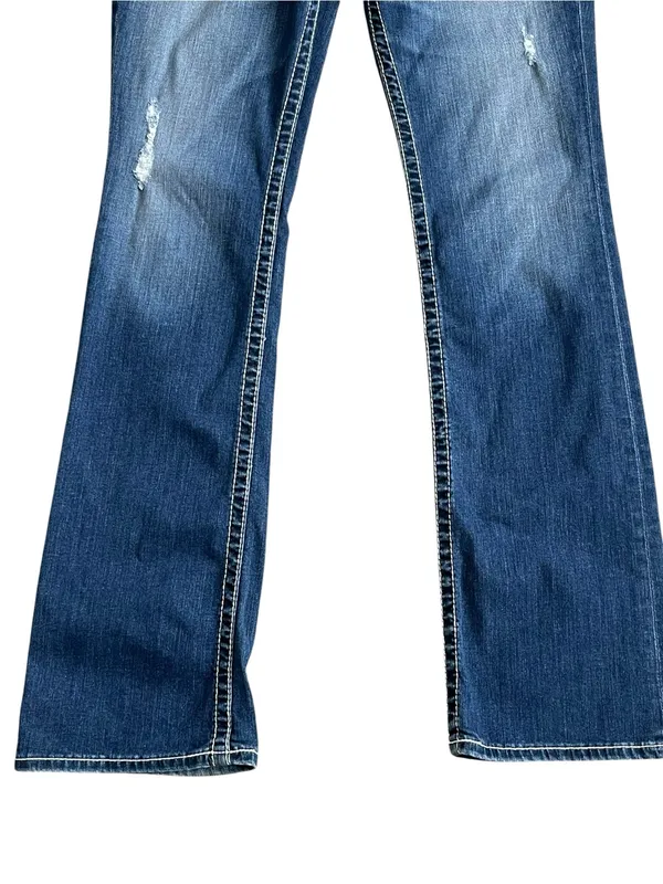 Big Star Low Rise Bootcut Blue Jeans Women’s Size 28L Embroidered Pockets - Image 5