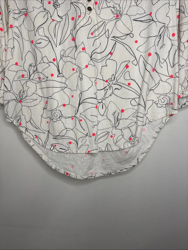 Maeve Anthropologie Bethesda Flannel Floral Polka Dor Front Buttoned Blouse sz M - Image 8