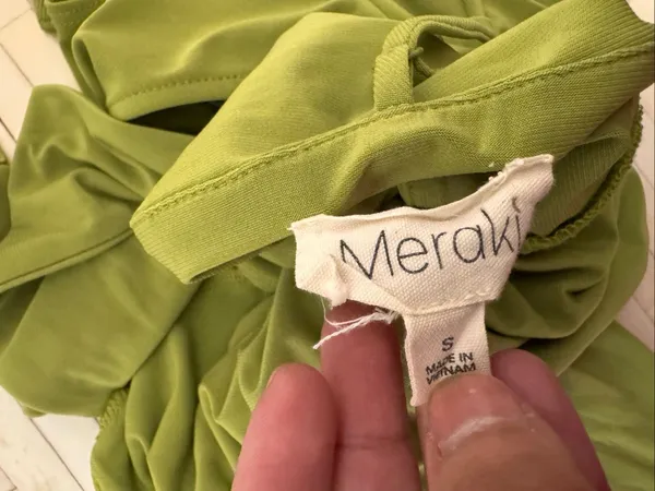 Meraki Cowl Neck Tie Back Cutout Bodysuit Womens S Chartreuse Olive Green - Image 4