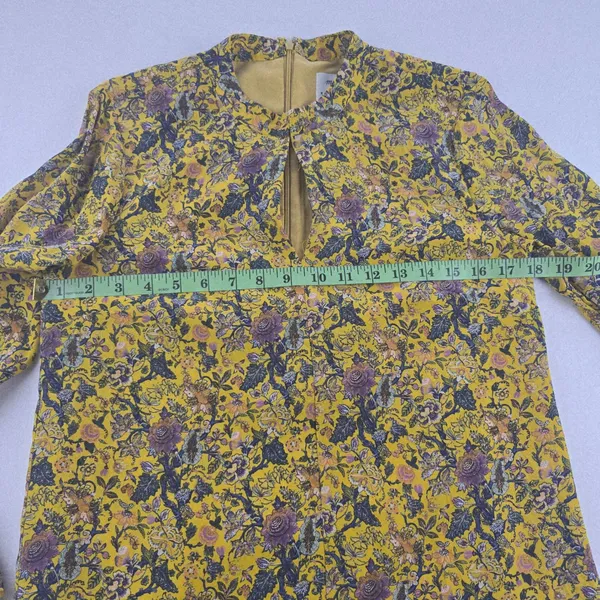 Madewell x Karen Walker Floral Print Dress Mock‎ Neck Long Sleeve Yellow Size 2 - Image 9