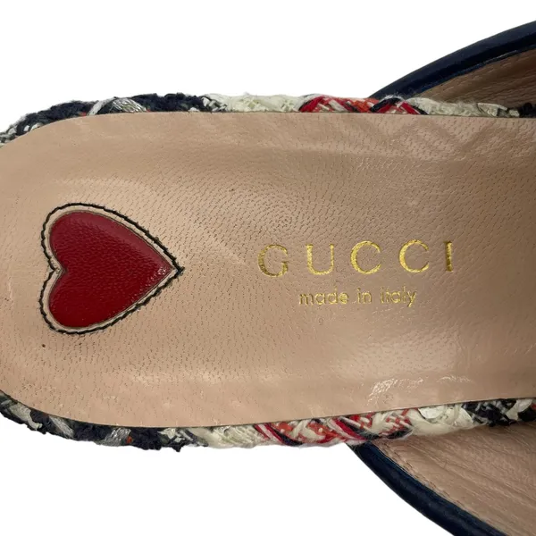 Gucci Princetown Tweed Mules Horsebit Gardenia Ink Blue Size 36.5 - Image 12
