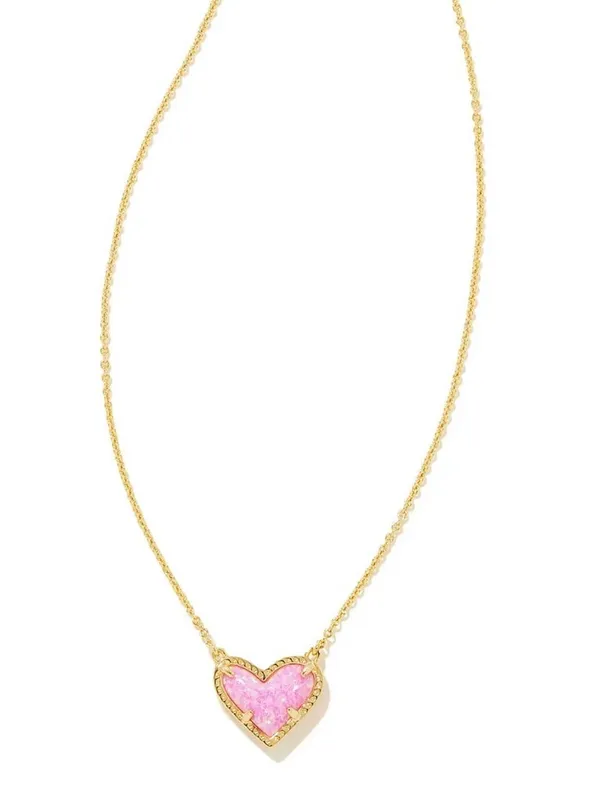 Kendra Scott Ari Heart Pendant Necklace - Bubble Gum Pink Opal - Image 6