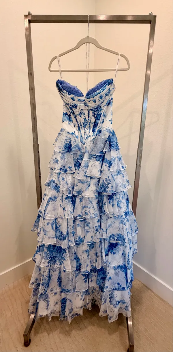 57250 sherri hill peekaboo corset ruffle prom dress size 2 - Image 3