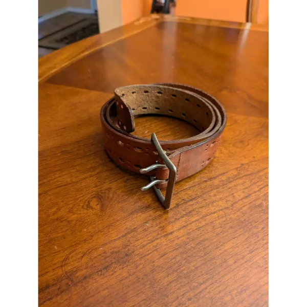 Casual Brown Perforation Casual 1.75" Wide Leather Belt Waist Xl - Image 4