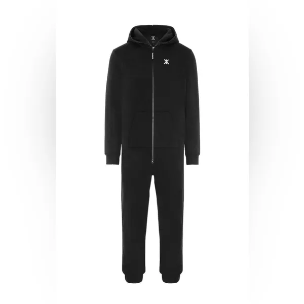 Onepiece Black Hooded Jumpsuit with Logo Patch‎ Size XS EUC - Image 4