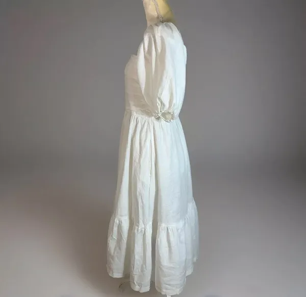 The A&F Emerson Linen-Blend Puff Sleeve Midi Dress size M - Image 8