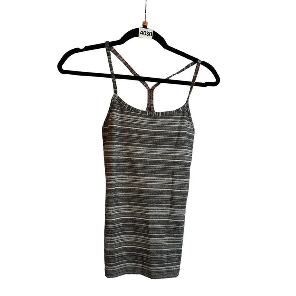 Lululemon y shaped power tank top activewear gray striped size 4 - Image 3