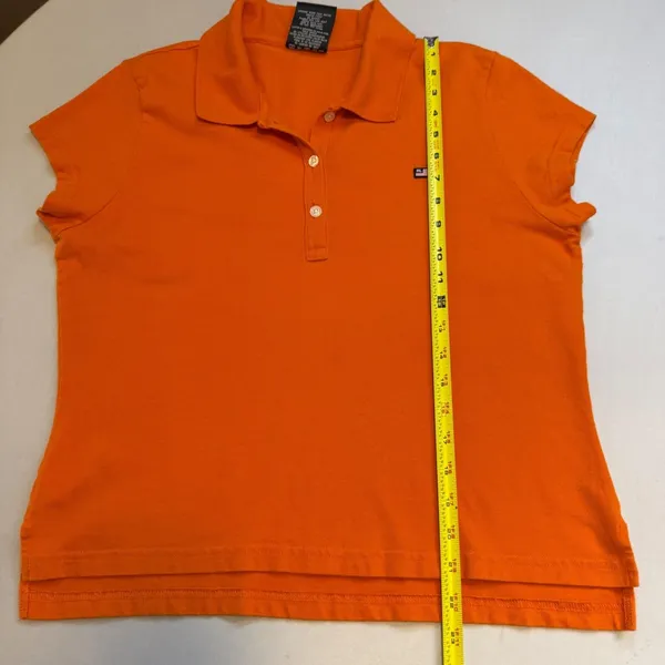 Polo Jeans Co Shirt XL VTG Ralph Lauren Womens Crop Short Sleeve Flag Logo Polo - Image 7