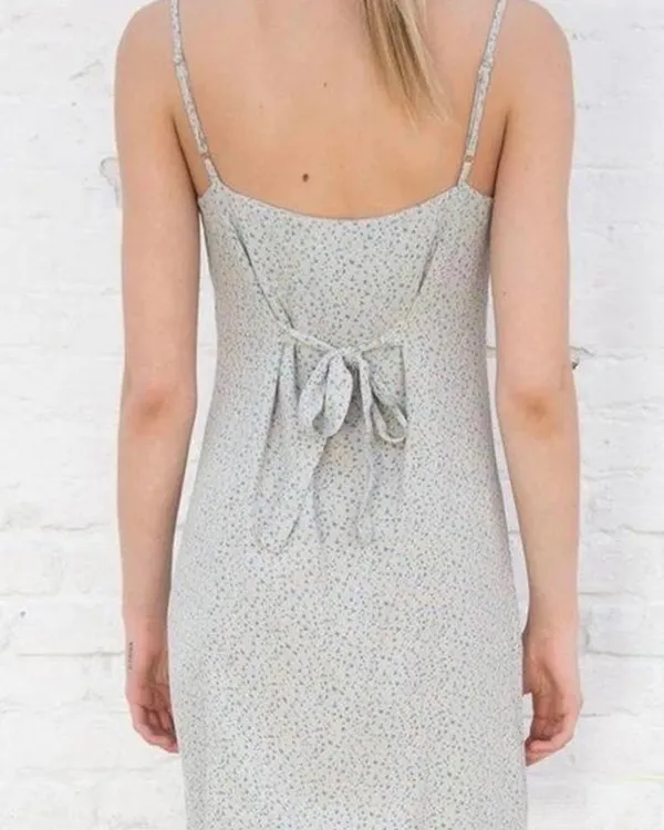 RARE Brandy Melville Blue Yellow Ditsy Floral Dress Slip Dress Tie Back S M - Image 2