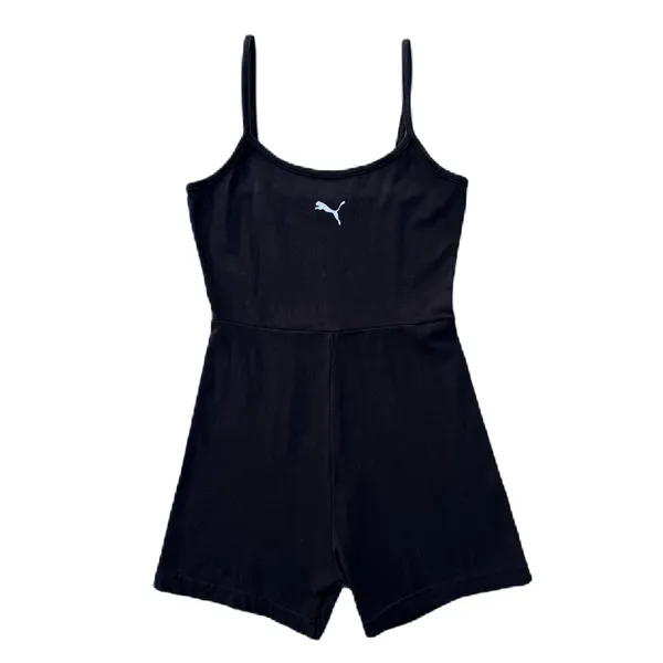 Puma Black Evide Unitard Graphic Bodysuit Romper Tank Top Shorts - Image 2