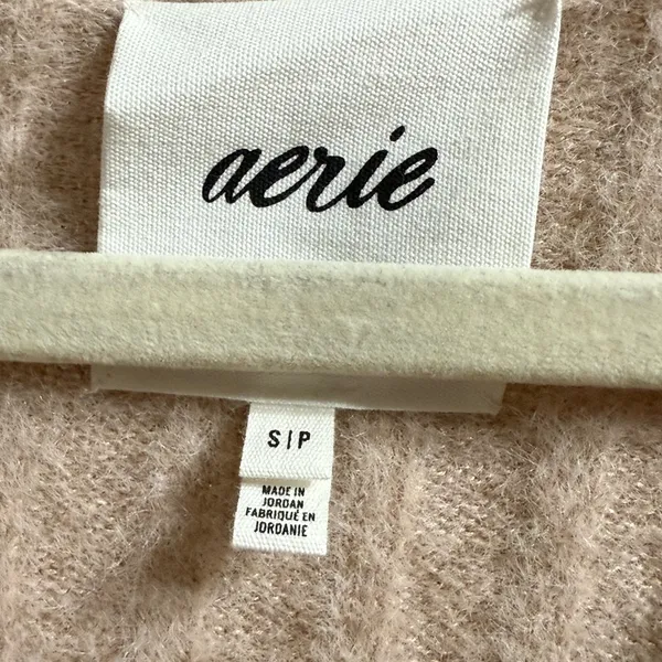Aerie‎ Small Light Pink Long Sleeve Oversized Ribbed Fuzzy Soft Womens Sweater - Image 3